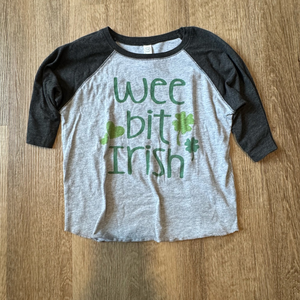 Rabbit Skins Gray and Green Kids Raglan Tee